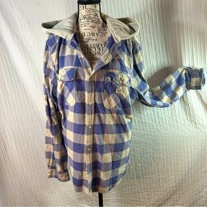 Ralph Lauren Denim & Supply Sz XXL Plaid Hooded Button Down Shirt Jacket Purple